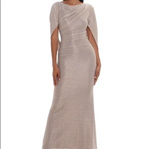 *NEW WITH TAG* BETSY & ADAM Metallic Cape Gown size US 16
